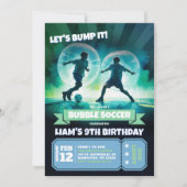 Invitation Neon Bubble Soccer Knocker Ball Anniversaire Bash (Devant)