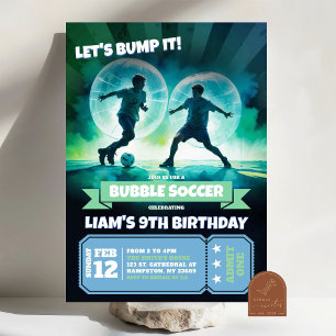Invitation Neon Bubble Soccer Knocker Ball Anniversaire Fête