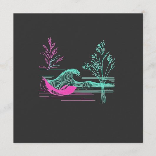 Invitation NEON CALM – Retro Wave & Botanical Line Art (Devant)
