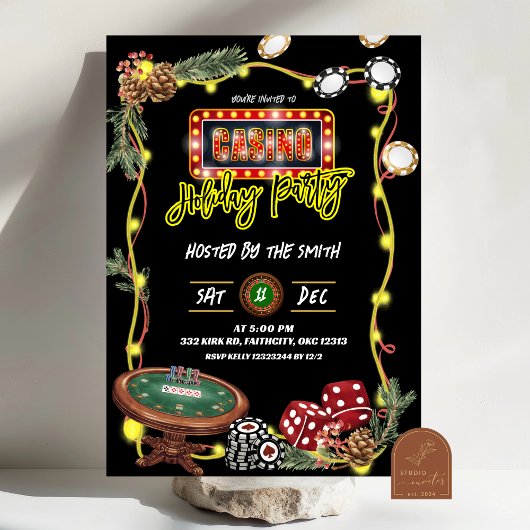 Invitation Neon Casino Holiday Party