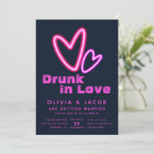 Invitation Neon Coeurs roses ivre en Wedding shower d'amour (Debout devant)