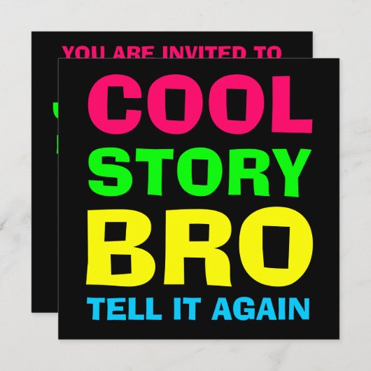 Invitation Neon Cool Story Bro (Devant / Derrière)