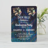 Invitation Neon Deux diplômés Double Graduation Party 2025 (Debout devant)