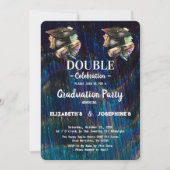 Invitation Neon Deux diplômés Double Graduation Party 2025 (Devant)
