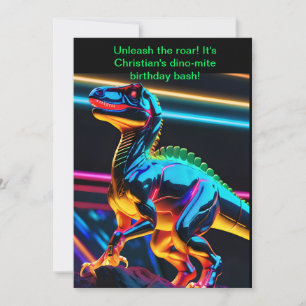 Invitation Neon Dinosaur Boy Anniversaire