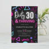 Invitation Neon Dirty 30 et Thriving 30th Birthday Party (Debout devant)