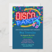 Invitation Neon Disco fête d'anniversaire (Devant)