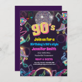 Invitation Neon Disco Vibes des années 90 Stytle (Devant / Derrière)