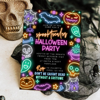 Invitation néon effrayante pour Halloween