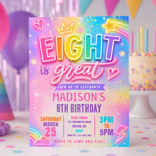 Invitation Neon Eight Est Génial Anniversaire