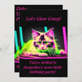 Invitation Neon Feline Fiesta : Collection Ado Fille Annivers (Devant / Derrière)