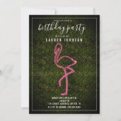 Invitation Neon Flamant rose Boxwood fête d'anniversaire (Devant)