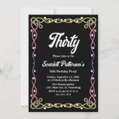Invitation Neon floral noir et blanc 30e anniversaire (Devant)