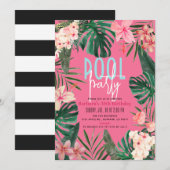 Invitation Néon floral tropical Adulte (Devant / Derrière)