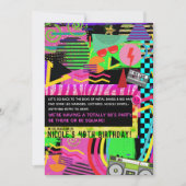 Invitation Neon Fun Bright Bold Colorful Funky 80's Party (Devant)