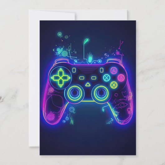 Invitation Neon Gamer Arcade Video Game Level Up Anniversaire (Dos)