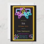Invitation Neon Gaming fête d'anniversaire (Devant)