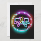 Invitation Neon Gaming fête d'anniversaire (Dos)