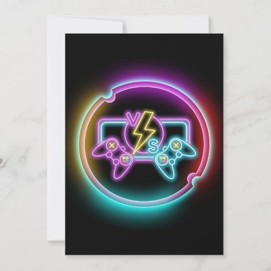 Invitation Neon Gaming fête d'anniversaire (Dos)