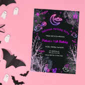 Invitation Neon Girl Halloween Anniversaire N'importe quelle