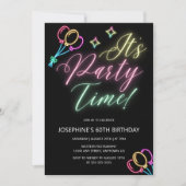 Invitation Neon Glow Balloon Fête Heure Anniversaire (Devant)