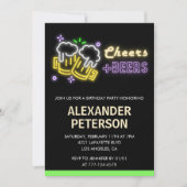 Invitation Neon Glow Cheers Beer Men 38e anniversaire (Devant)