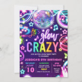 Invitation Neon Glow Crazy Disco Dance Anniversaire (Devant)
