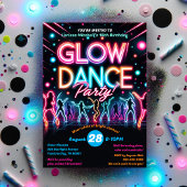 Invitation Neon Glow dans la danse noire fête d'anniversaire