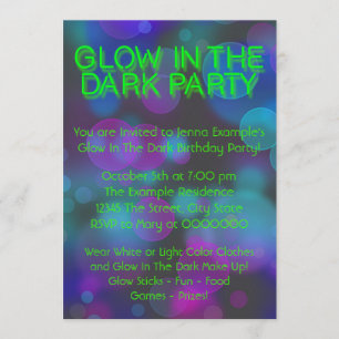 Invitation Neon Glow Dans La Fête D'Anniversaire Sombre