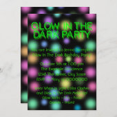 Invitation Neon Glow Dans La Fête D'Anniversaire Sombre (Devant / Derrière)