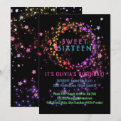 Invitation Neon Glow dans la fête des ténèbres| Sweet 16 (Devant / Derrière)