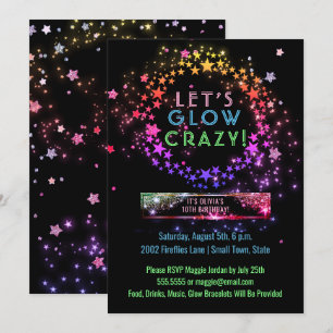 Invitation Neon Glow dans le parti des ténèbres Anniversair