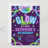 Invitation Neon Glow dans l'obscurité fête d'anniversaire Inv (Devant)