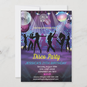 Invitation Neon Glow Disco Dance Anniversaire