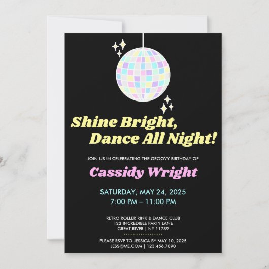 Invitation Neon Glow Disco Super Anniversaire (Devant)