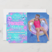 Invitation Neon Glow Dolphin Anniversaire Fête Photo Invitati (Devant)