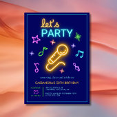 Invitation Neon Glow Faisons la fête Karaoke Anniversaire