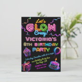 Invitation Neon Glow Fou fête d'anniversaire (Debout devant)