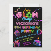 Invitation Neon Glow Fou fête d'anniversaire (Devant)