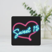 Invitation Neon Glow Heart SWEET 15 Anniversaire Fête Invitat (Debout devant)