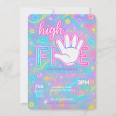 Invitation Neon Glow High Cinq 5e anniversaire de fête Invita (Devant)