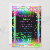 Invitation Neon Glow in Dark, Rainbow Cheetah print (Devant)