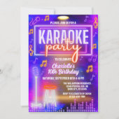 Invitation Neon Glow Karaoke chanter la fête d'anniversaire m (Devant)