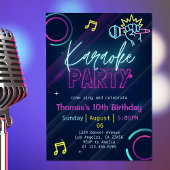 Invitation Neon Glow Karaoke Night Music Anniversaire