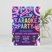 Invitation Neon Glow Karaoke Singing Music Birthday Party  (Debout devant)