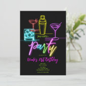 Invitation Neon Glow Lights Cocktails colorés 21e anniversair (Debout devant)