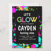 Invitation Neon Glow Paint Splatter Anniversaire (Devant)