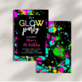 Invitation Neon Glow Paint Splatter Anniversaire