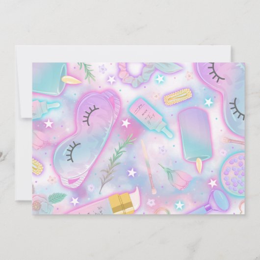 Invitation Neon Glow Pamper Spa Party Anniversaire Photo (Dos)