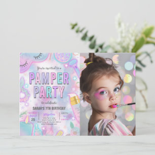 Invitation Neon Glow Pamper Spa Party Anniversaire Photo